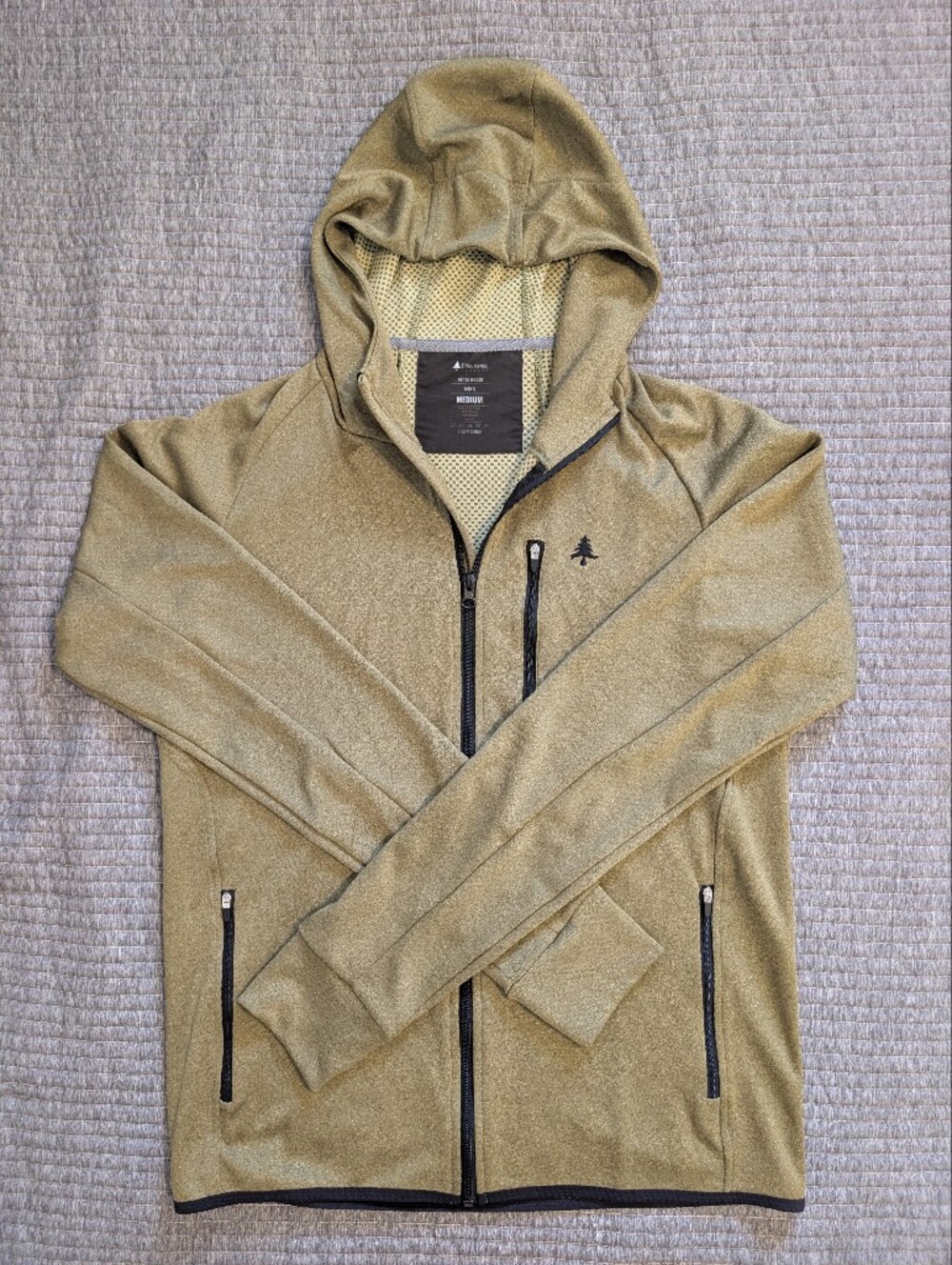 Men's Olive Green Full-Zip Hooded Sweater